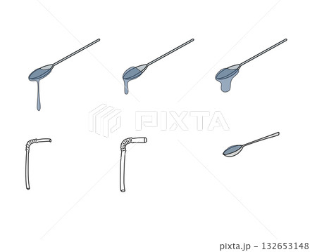 水分の薄いとろみ中間のとろみ濃いとろみととろみのレベルで使用可能な道具の絵 水分の薄いとろみ中間のとろみ濃いとろみととろみのレベルで使用可能な道具の絵 132653148