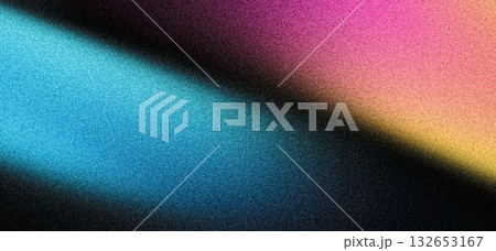 Grainy poster background, blue pink orange abstract vibrant gradient shapes on black backdrop noise texture banner header cover design 132653167