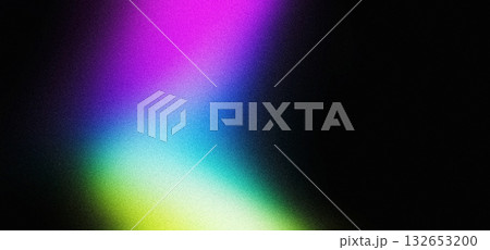 Vibrant grainy gradient noise texture background blue green purple glowing color shape on black background colorful poster web banner design 132653200