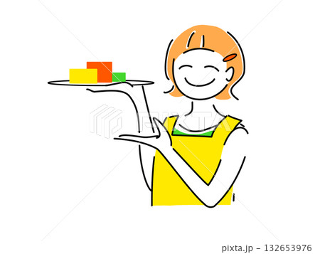 商品の紹介をする女性の店員さん 132653976