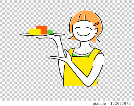 商品の紹介をする女性の店員さん 132653976