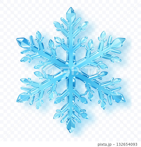 A detailed light blue snowflake on a transparent background. A detailed light blue snowflake on a transparent background. 132654093