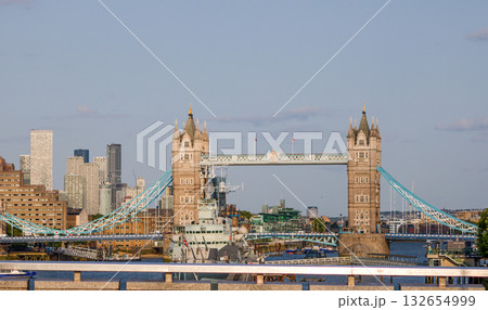 Tower Bridge standing majestically over River Thames in London, United Kingdom 132654999