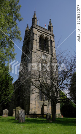 All Saints  Church dominating Helmsley skyline in North York Moors National Park 132655077