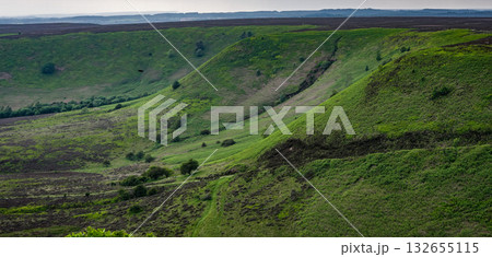 Scenic view of Hole of Horcum in North York Moors National Park, UK Scenic view of Hole of Horcum in North York Moors National Park, UK 132655115