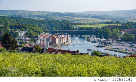 Whitby harbor and swing bridge connecting the town with surrounding countryside in North York Moors National Park Whitby harbor and swing bridge connecting the town with surrounding countryside in North York Moors National Park 132655143