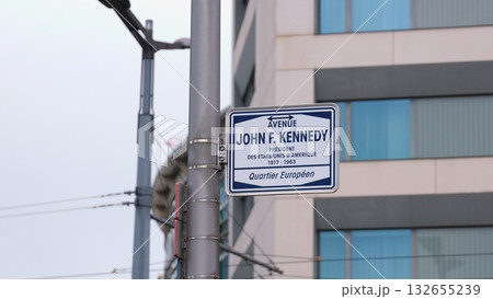 Avenue John F. Kennedy sign in Luxembourg City, European Quarter Avenue John F. Kennedy sign in Luxembourg City, European Quarter 132655239