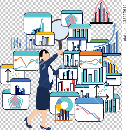 女商人分析數據的插圖 女商人分析數據的插圖 132655616