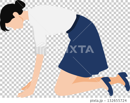 Illustration of a businesswoman kneeling down Illustration of a businesswoman kneeling down 132655724