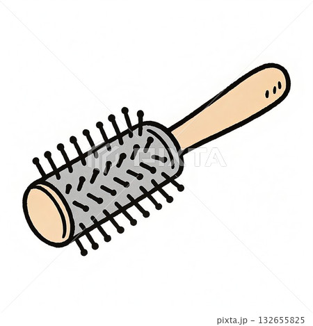 手描きタッチのスタイリッシュなヘアブラシ挿絵 132655825
