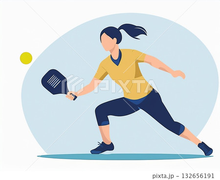ピックルボールをプレイしている女性のイラスト 132656191
