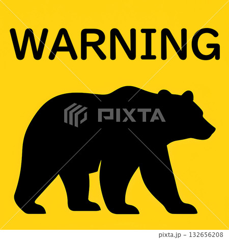 熊　シルエット　注意　警告 132656208