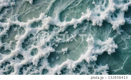 Close view of ocean waves in summer, focusing on their texture with a subtle background Close view of ocean waves in summer, focusing on their texture with a subtle background 132656413