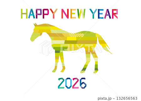 2026年賀状午年黄色 132656563