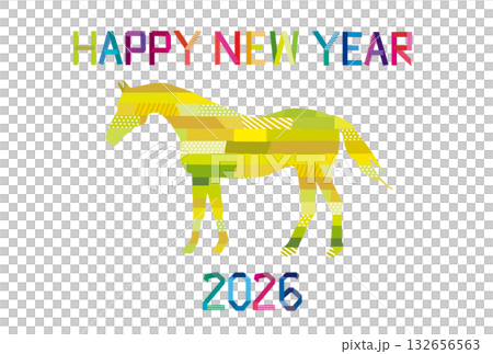 2026年新年賀卡，馬年，黃色 132656563