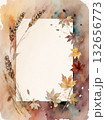 秋色フレーム 水彩タッチ 紅葉 草木 草花 グリーティングカード アースカラー ボタニカル 132656773