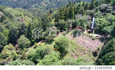 関ヶ原古戦場　小早川秀秋本陣　国史跡　空撮 132656956