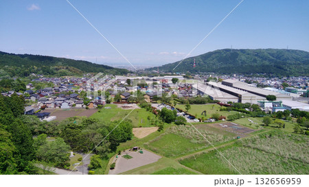 関ヶ原古戦場　石田三成本陣より　国史跡　空撮 132656959