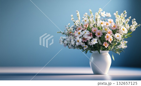 Flower bouquet on pot for decoration background 132657125
