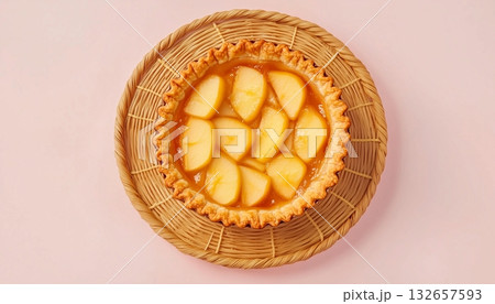 Apple pie tart homemade for sweet snack time on rattan 132657593