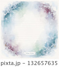 雪の結晶と淡い水彩で彩られたフレーム グリーティングカードの背景素材 132657635