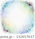 雪の結晶と淡い水彩で彩られたフレーム グリーティングカードの背景素材 132657637