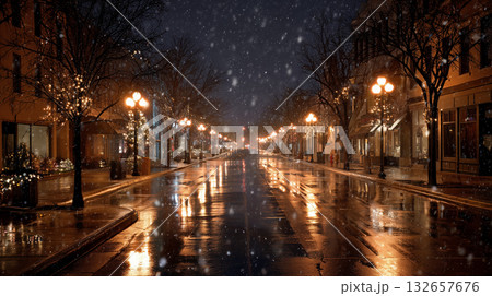 光に包まれた静かな冬の街並み 132657676