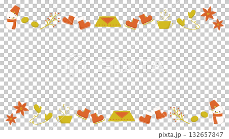 可愛的冬季材質標題框 132657847