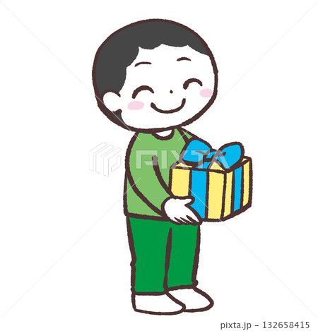 プレゼントを持つ男の子のイラスト プレゼントを持つ男の子のイラスト 132658415