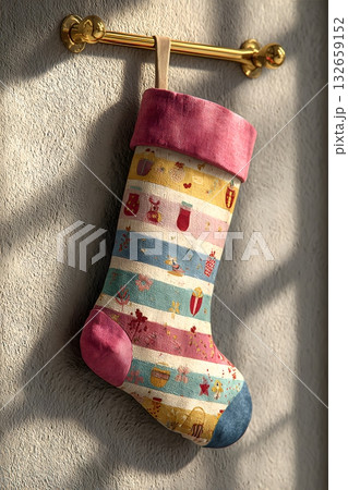 Watercolor Christmas stocking pattern soft texture Watercolor Christmas stocking pattern soft texture 132659152