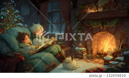 yule season cozy greeting art yule season cozy greeting art 132659810