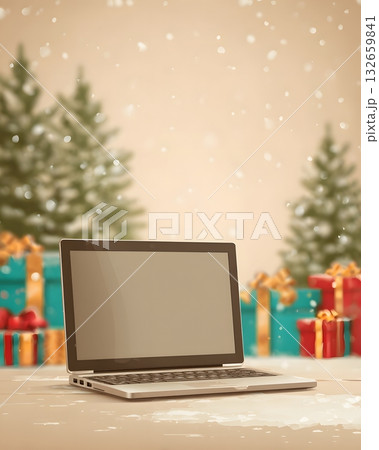laptop with festive background vector style laptop with festive background vector style 132659841