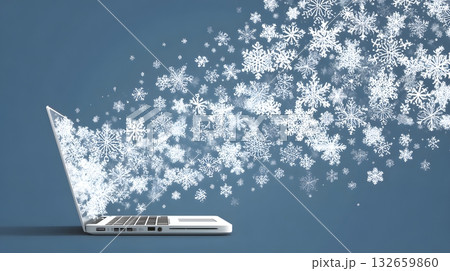 laptop snowflakes marketing digital design laptop snowflakes marketing digital design 132659860