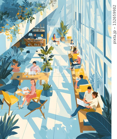 coworking space holiday atmosphere illustration coworking space holiday atmosphere illustration 132659982
