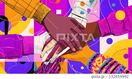 geometric illustration of support and unity geometric illustration of support and unity 132659992