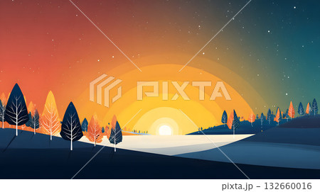 minimal vector winter solstice landscape gradient 132660016