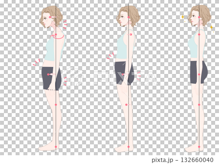 姿勢對齊檢查:三種女性側臥姿勢的比較 姿勢對齊檢查:三種女性側臥姿勢的比較 132660040