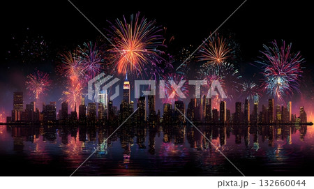 geometric skyline fireworks composition geometric skyline fireworks composition 132660044