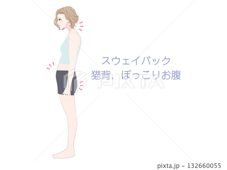 スウェイバック女性の横向きイラスト 132660055