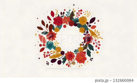 flat design holiday wreath composition 132660064