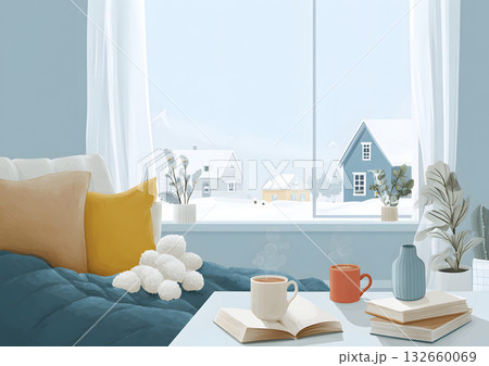 minimal cozy winter home background vector 132660069