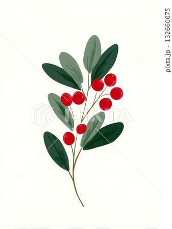 minimal mistletoe branch design flat vector 132660075