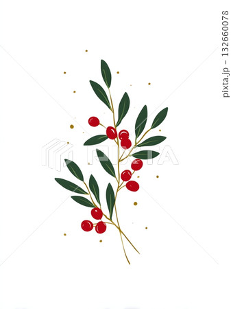 minimal mistletoe branch design flat vector 132660078