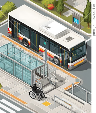 accessible transport bus ramp vectorのイラスト素材 [132660156] - PIXTA