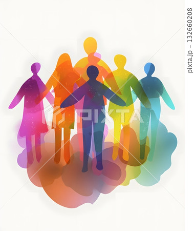 unity theme abstract vector people togetherのイラスト素材 [132660208] - PIXTA