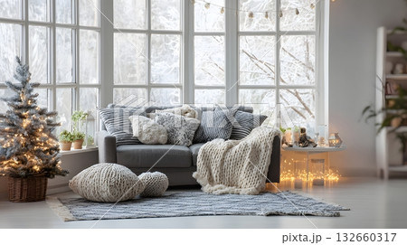 cozy living room interior background with 2026 decoration 132660317