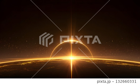 glowing horizon with golden 2026 futuristic vector art glowing horizon with golden 2026 futuristic vector art 132660331