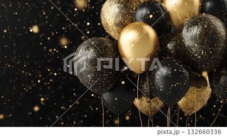 3D realistic render gold and black background celebration mood 3D realistic render gold and black background celebration mood 132660336