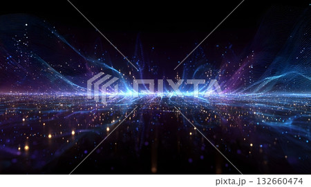 abstract waves of light and 2026 floating text center 132660474