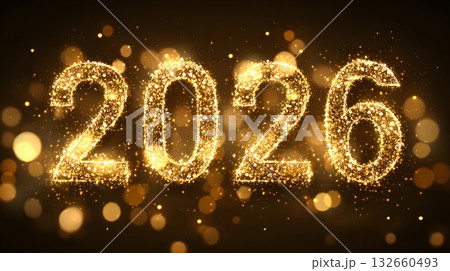 glowing 2026 new year celebration background with sparkling lights 132660493